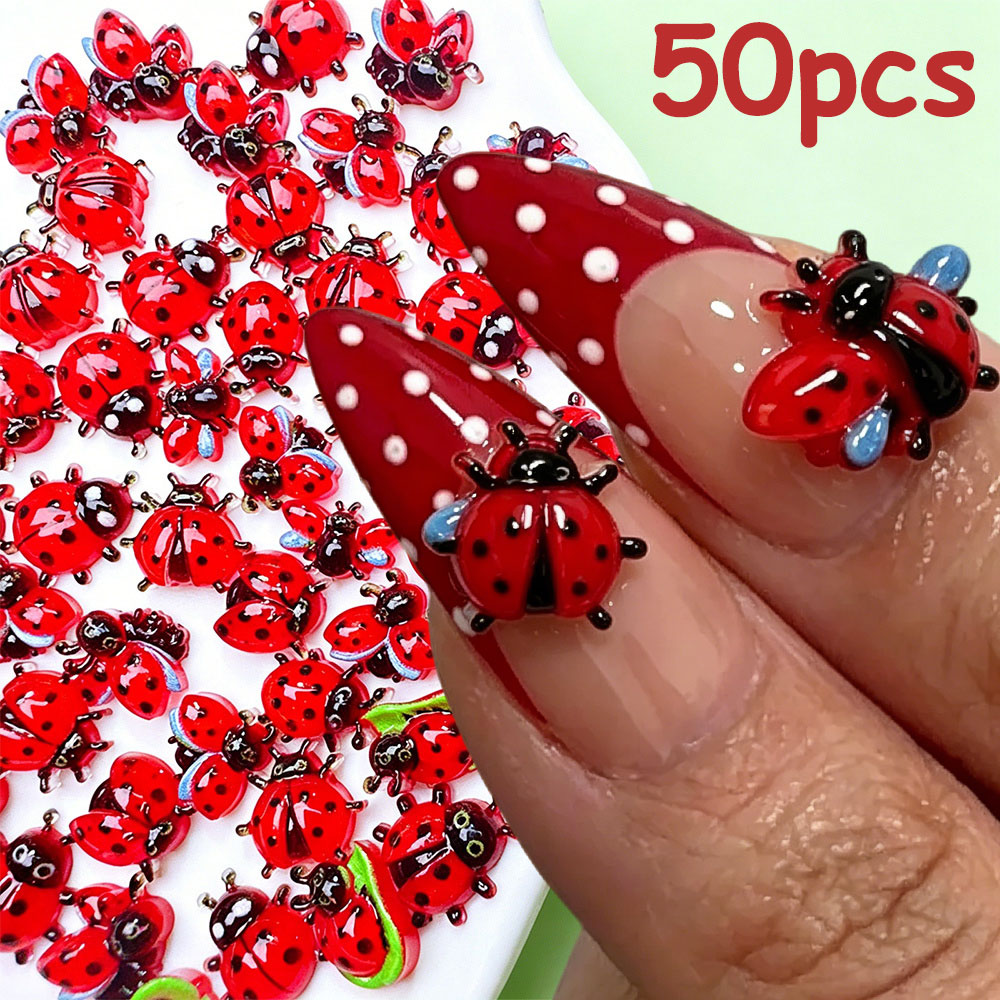 Art Craft Ladybug - 50 Pezzi Decorazioni per Unghie 3D