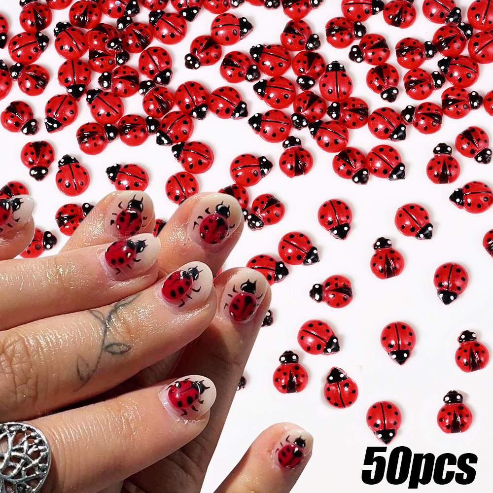 Art Craft Ladybug - 50 Pz 3D Resina Rosso Coccinella