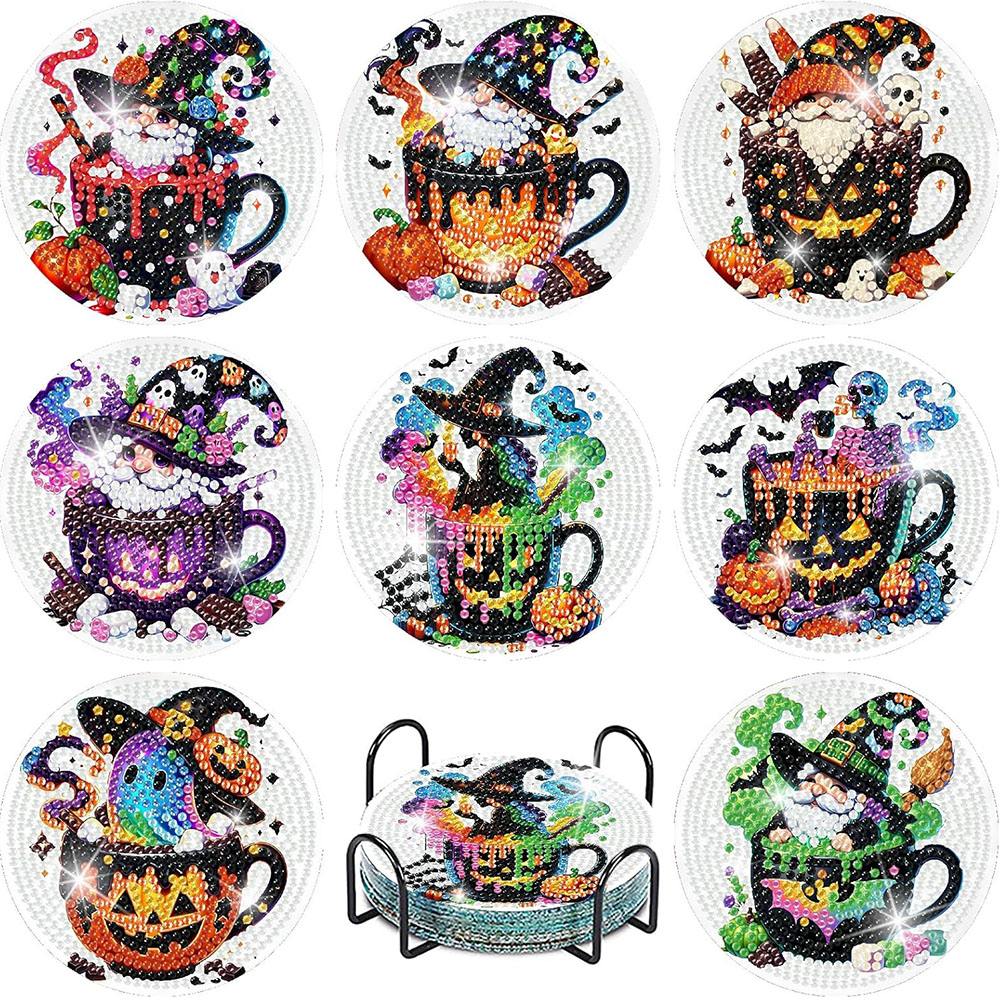 Art Craft Halloween - 8 pezzi sottobicchieri per pittura diamante