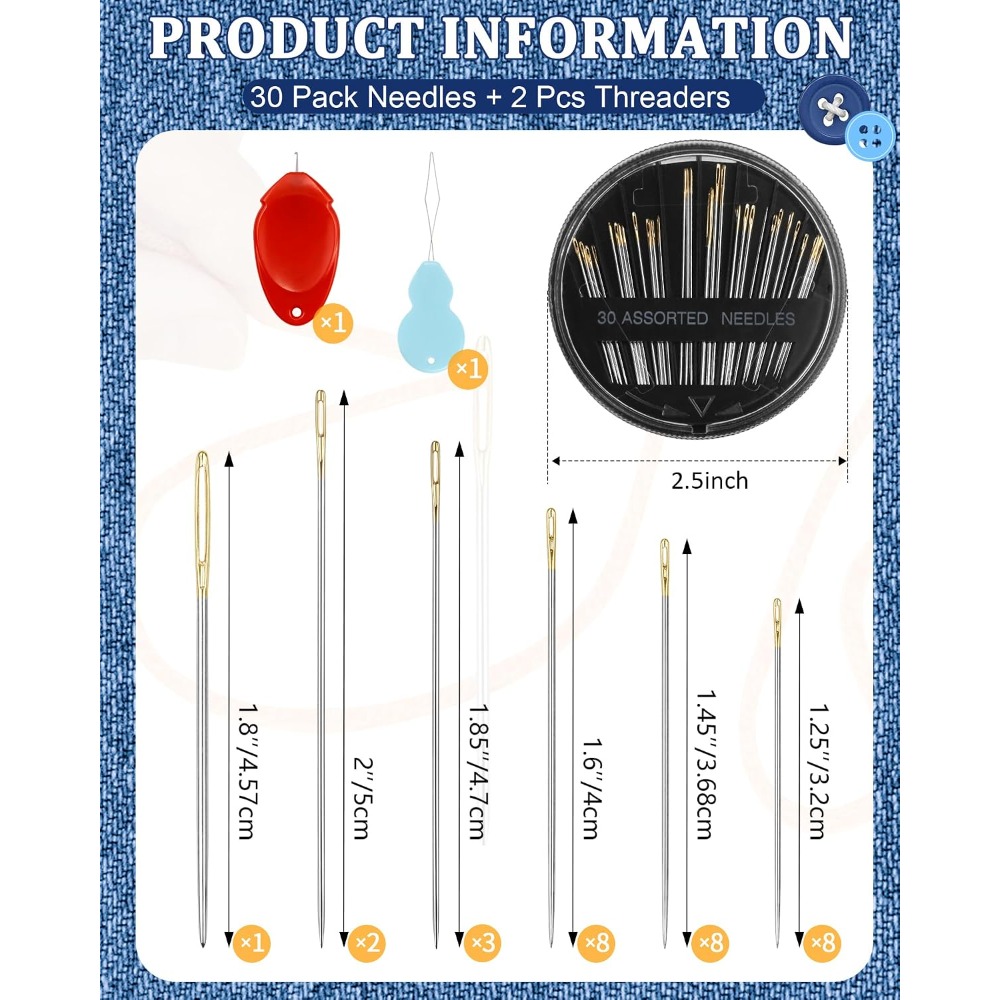 Art Craft Eyes - Set di 30 Aghi da Cucito