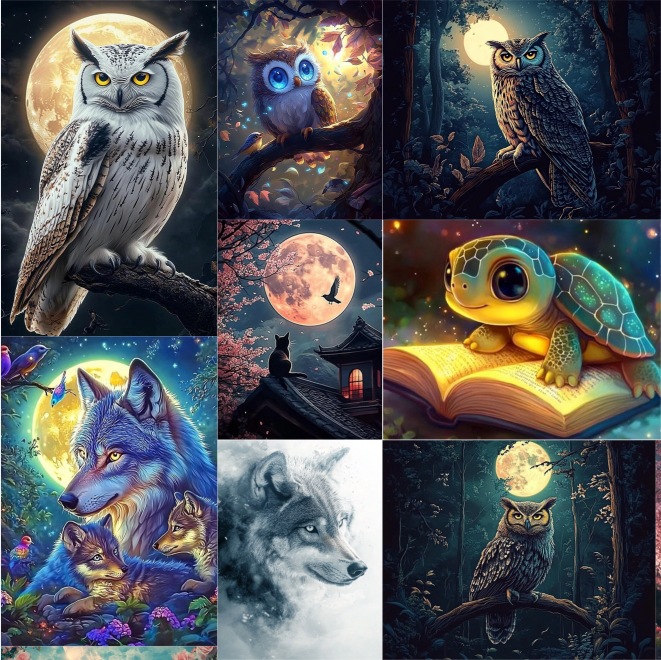 Art Craft Night - Kit Pittura Diamante Gufo Notturno con