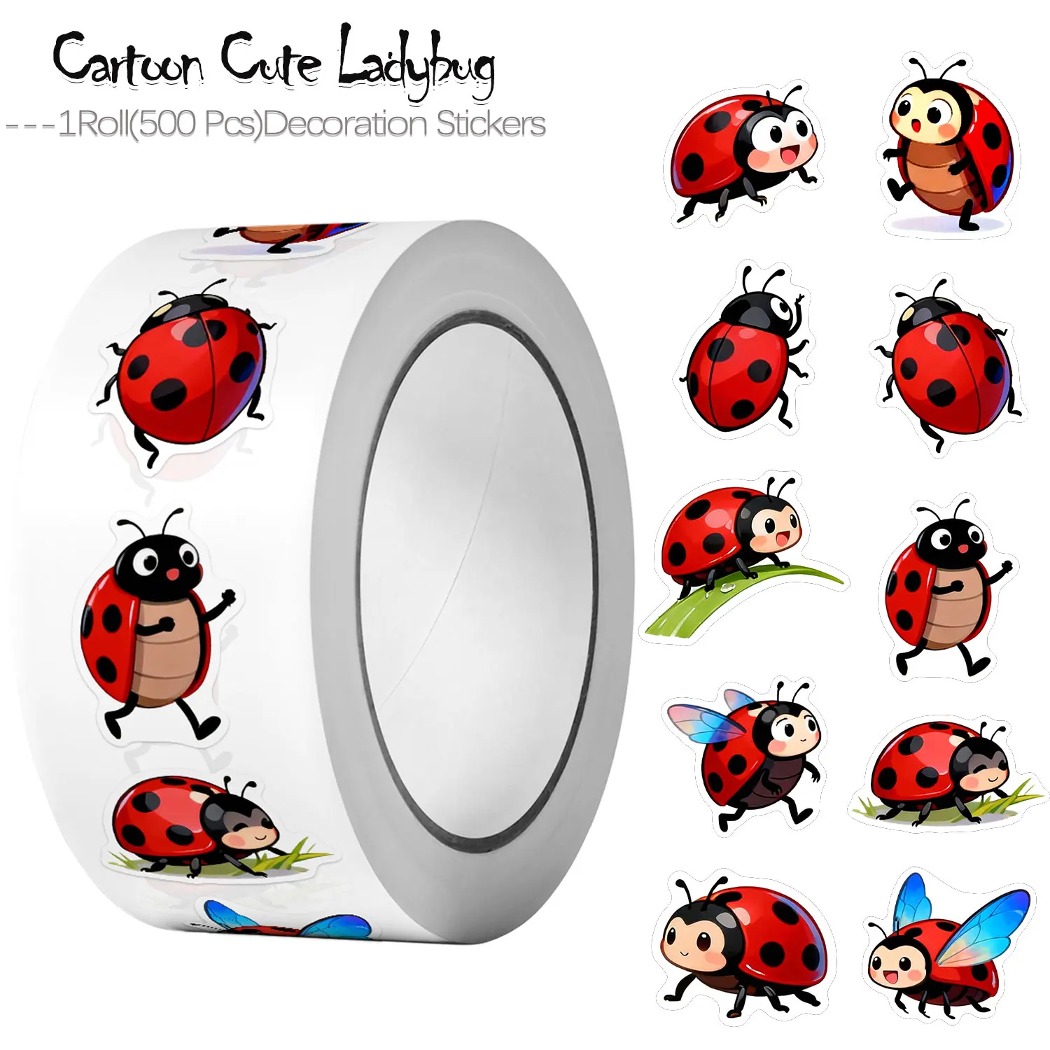 Art Craft Ladybug - 1 Rotolo (500 Pezzi) di Adesivi