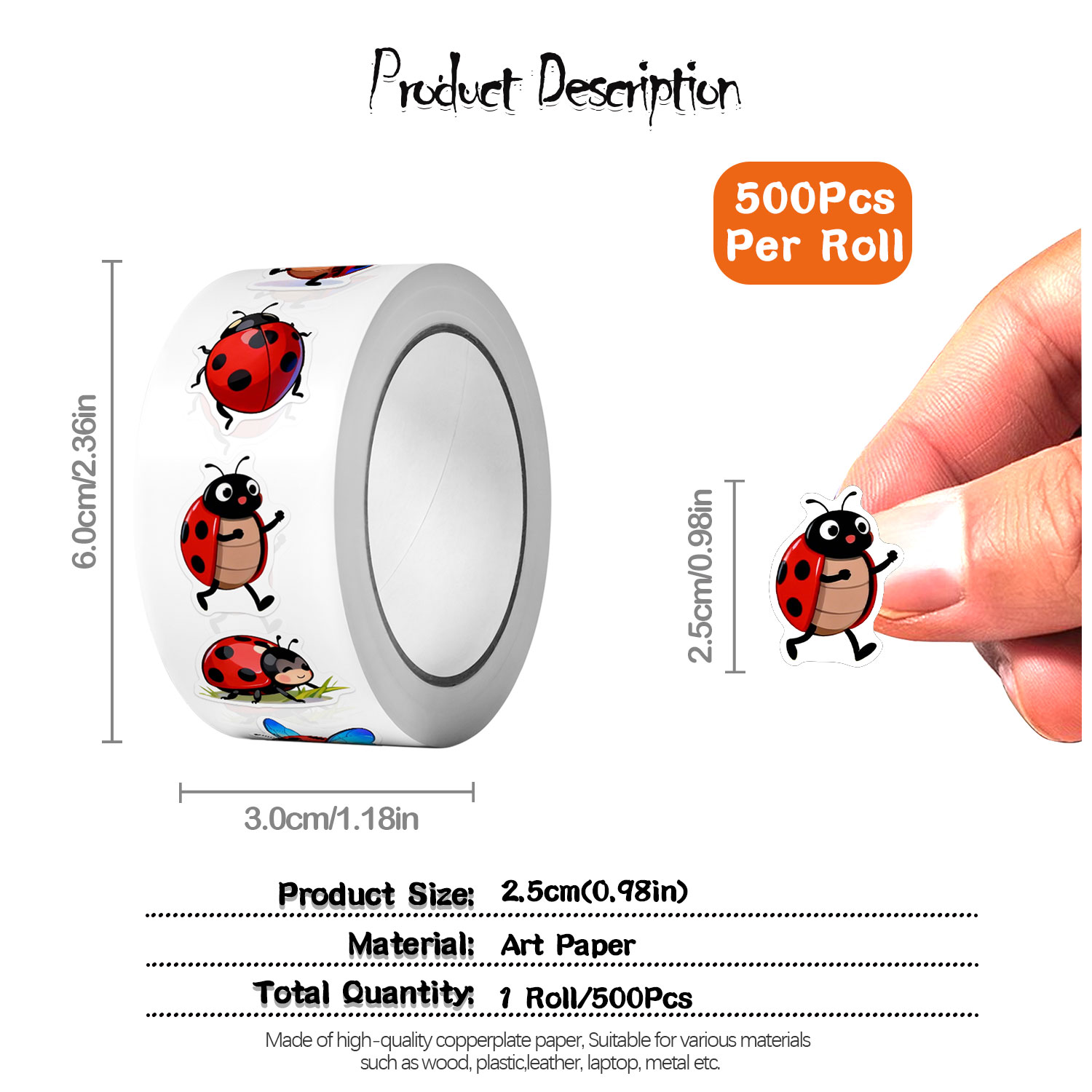 1 rotolo (500 pezzi) 10 adesiv - Art Craft Ladybug recensione e prezzo